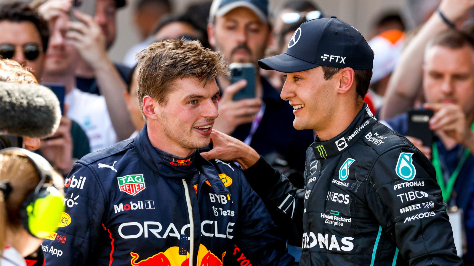 George Russell Max Verstappen Mercedes Red Bull