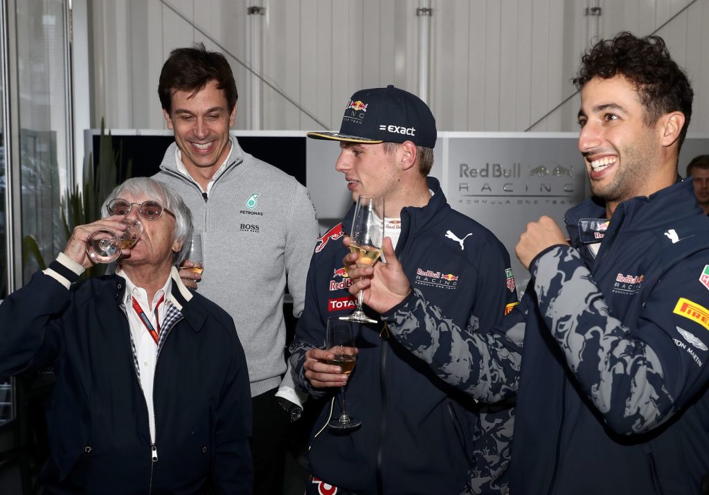 Mercedes Red Bull Party Toto Wolff Max Verstappen Daniel Ricciardo