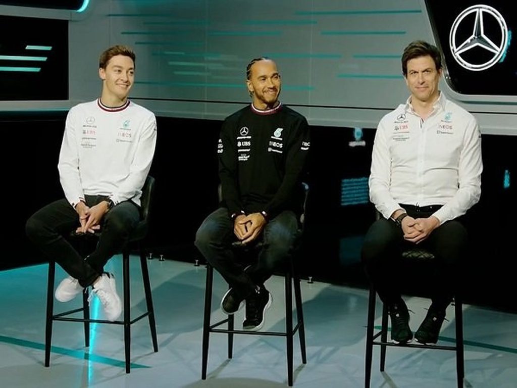 Lewis Hamilton George Russell Toto Wolff Mercedes