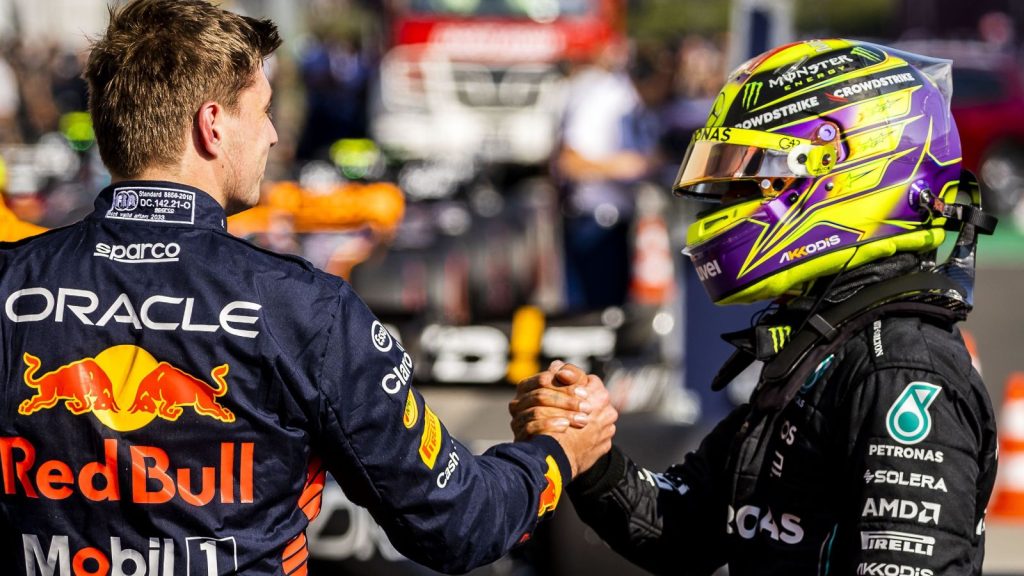 Lewis Hamilton Mercedes Max Verstappen Red Bull Handshake
